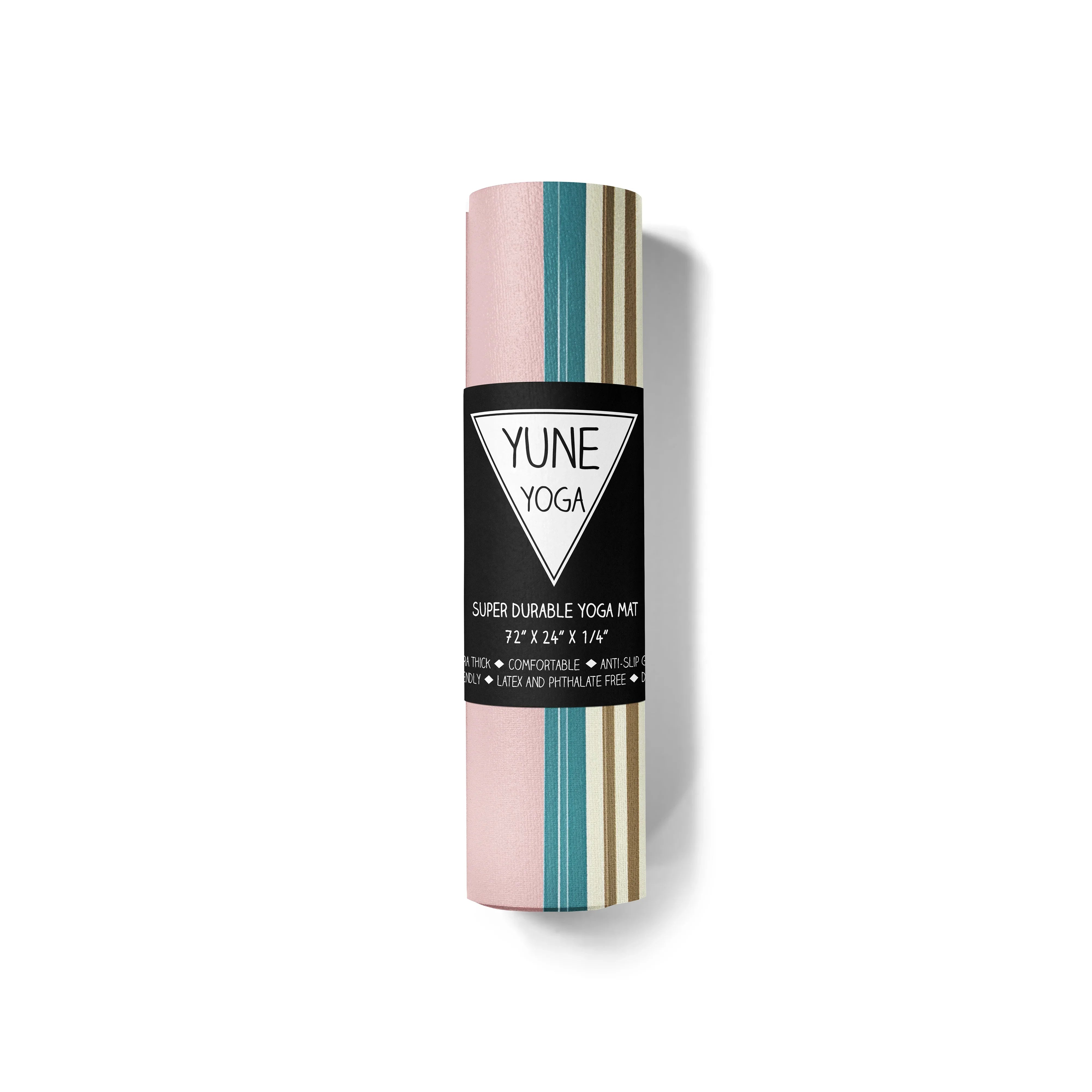 Yoga Mat | 6mm Thick | Pink Striped | Non-Slip | Eco Friendly | Yune Yoga | Red Tail - Yune Yoga